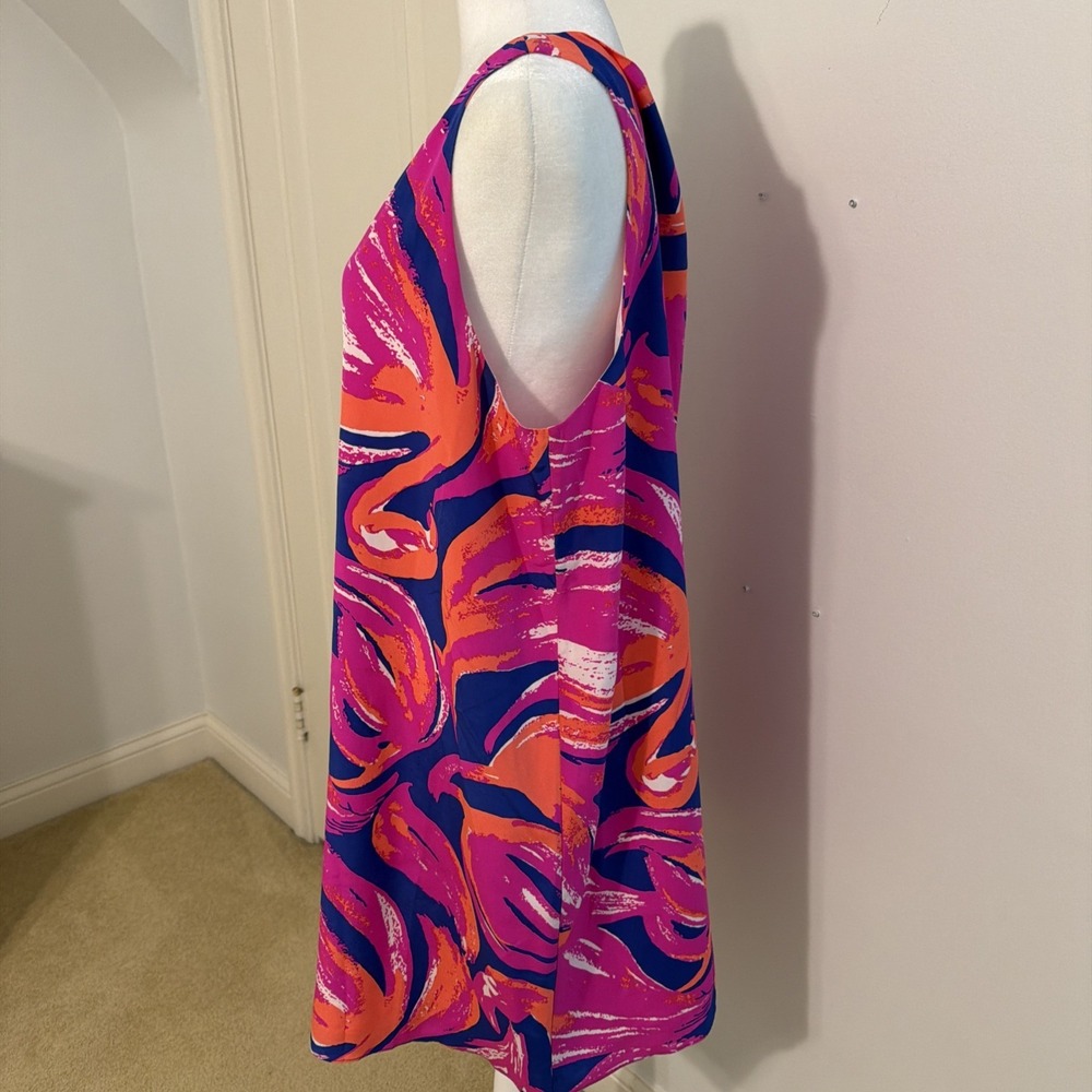 EUC Lilly Pulitzer Jackie 100% Silk Shift Swing Dress XL PLOOM BLOOM - Picture 3 of 7